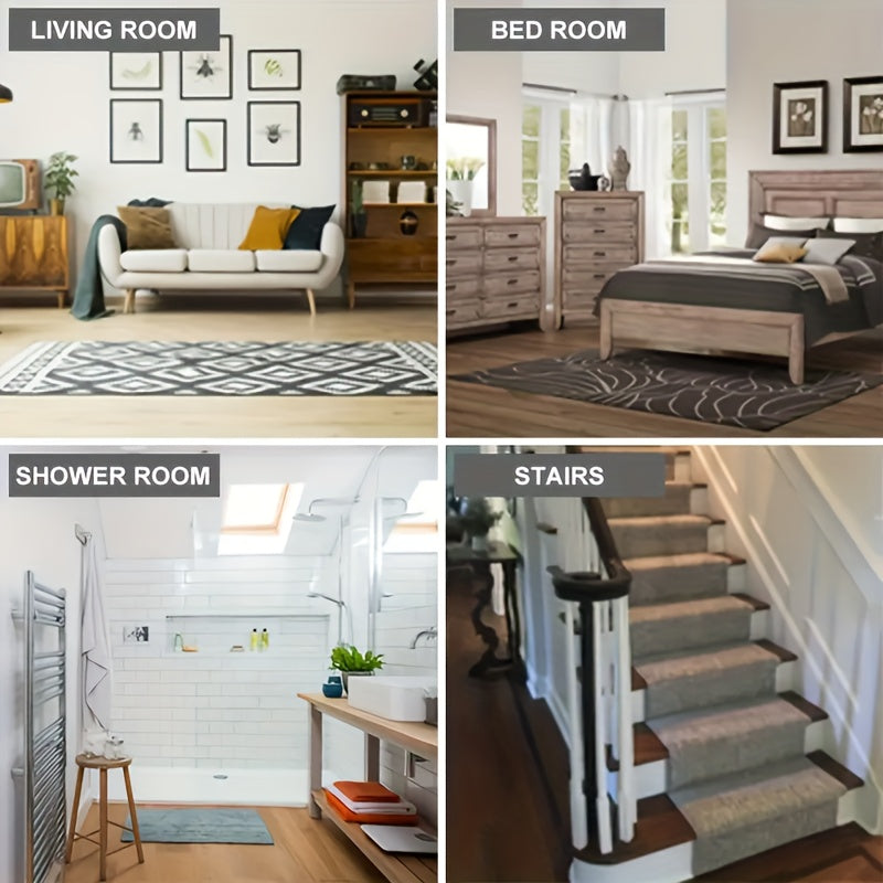 Non-Slip Carpet Pads with Reusable Adhesive Rug Anchors for Tiles and Hardwood Floors