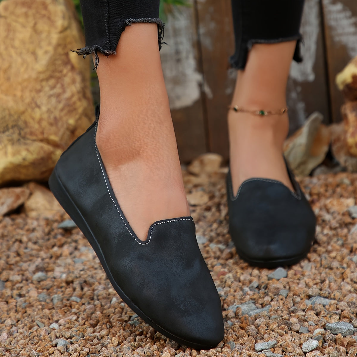 Women's Mary Jane Slip-On Shoes Faux Cover Breathable Fabric Rubber Sole