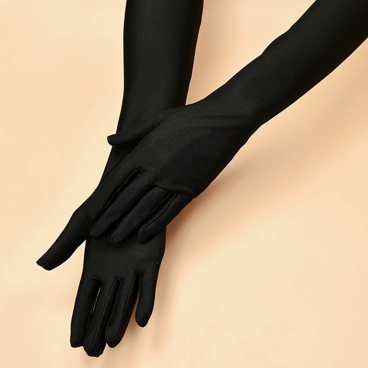 Black and White Elastic Long Gloves for Women Wedding Halloween Festival Party