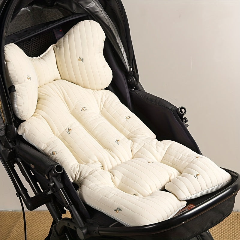 Baby Stroller Seat Pad Cotton Cushion for Autumn Winter Breathable Embroidered Hand Wash