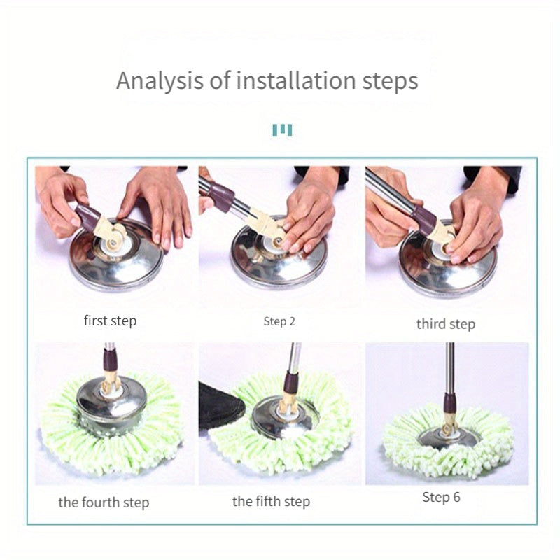 Katta hajmli 360° aylanadigan Spin Mop va kova to'plami, zanglamaydigan po'latdan yasalgan tutqich bilan