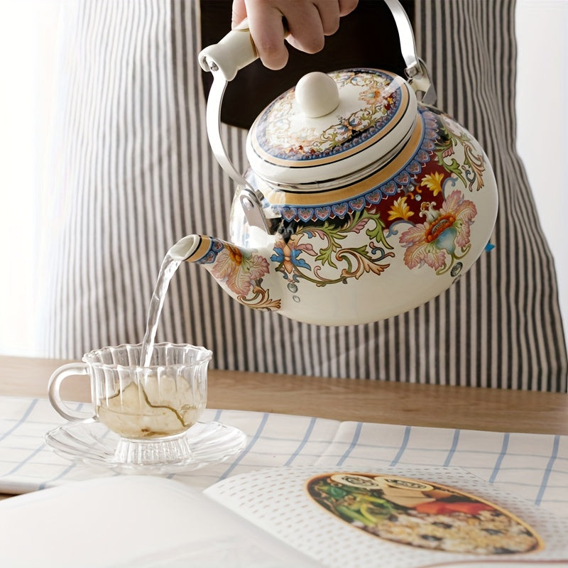 Enamel Porcelain Water Kettle 2.5L Thickened Flat Bottom for Home Use Induction Gas Stove