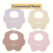 Set of 4 Children's Absorbent Cotton Bibs with Custom Name Option for Kids
