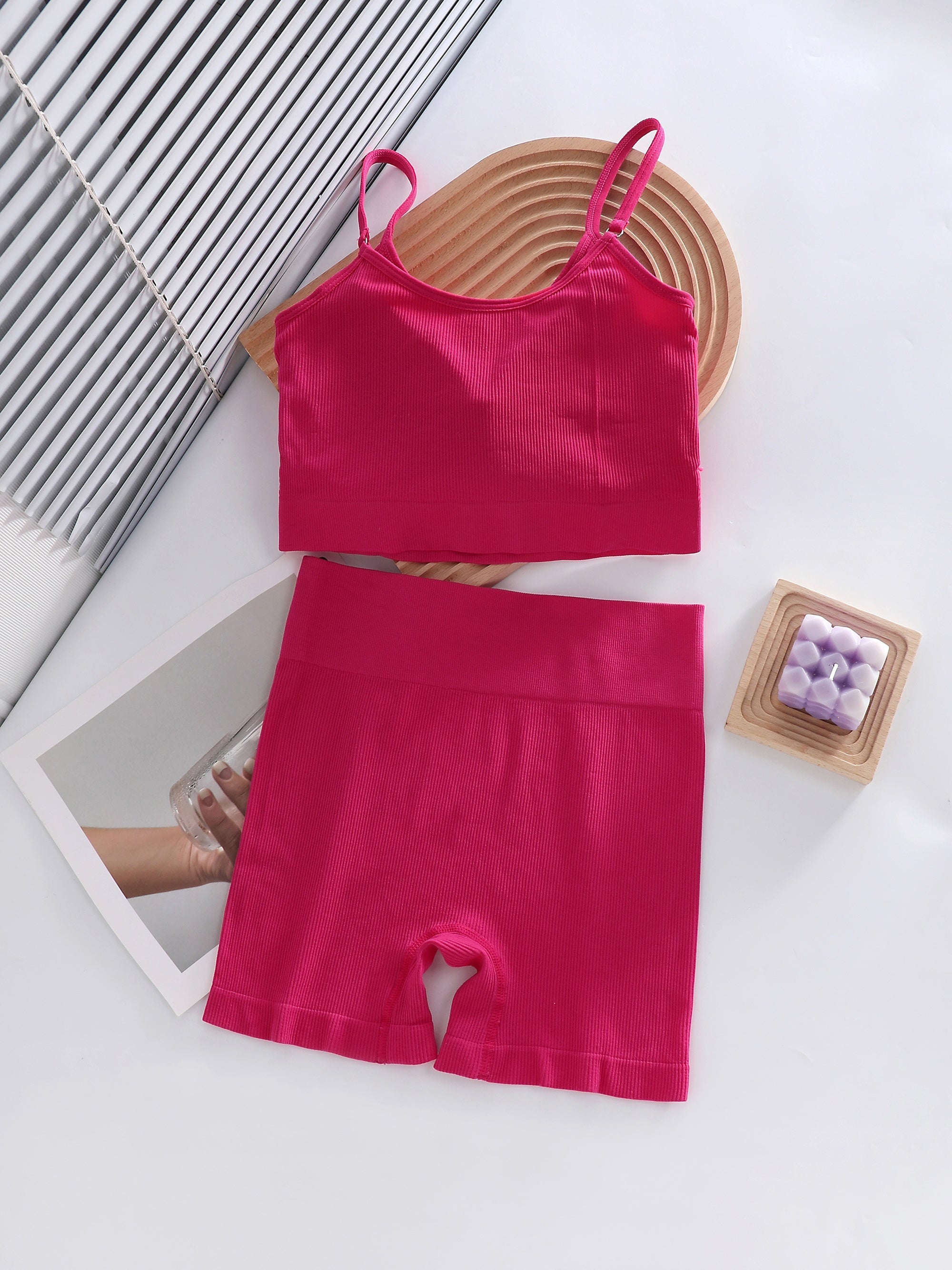 Women's Lingerie Set Wireless Bra and Ribbed Panties 4 Piece