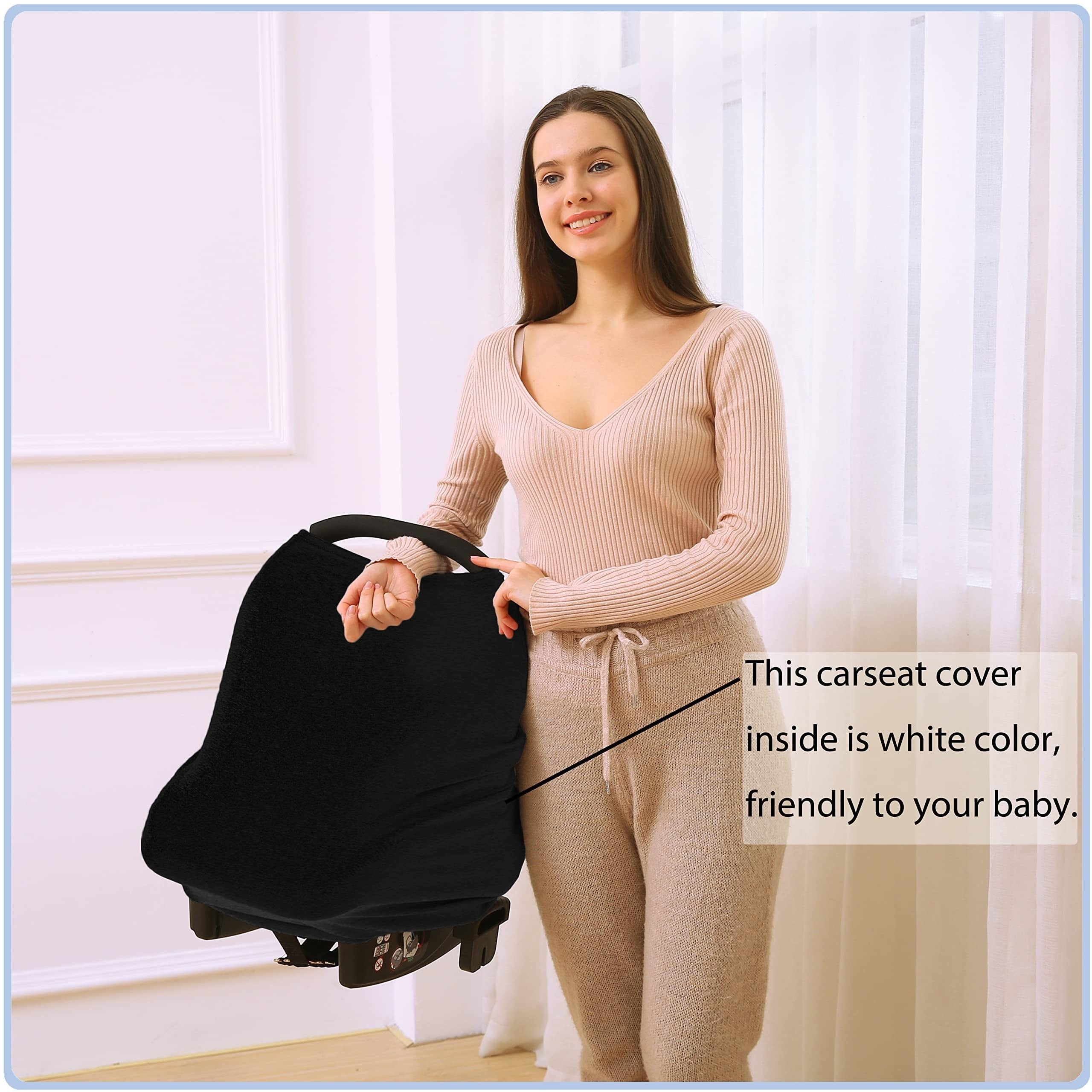 Baby Car Seat Cover with Elasticity for Breastfeeding and Baby Comfort