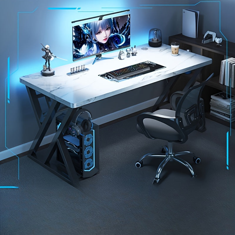 White Wooden Desk for Gaming Work and Study Sturdy Multi-Functional Home Office Table