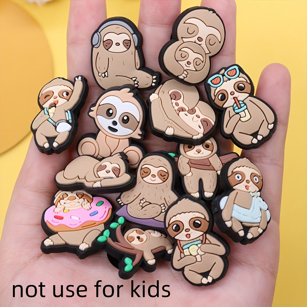 10PCS Sloth Shoe Charms Plastic Bear Cartoon Accessories for Shoes and Bracelets