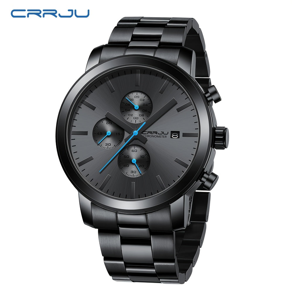 Reloj de cuarzo cronógrafo de acero inoxidable para hombre, estilo de negocios, analógico, resistente al agua IPX8