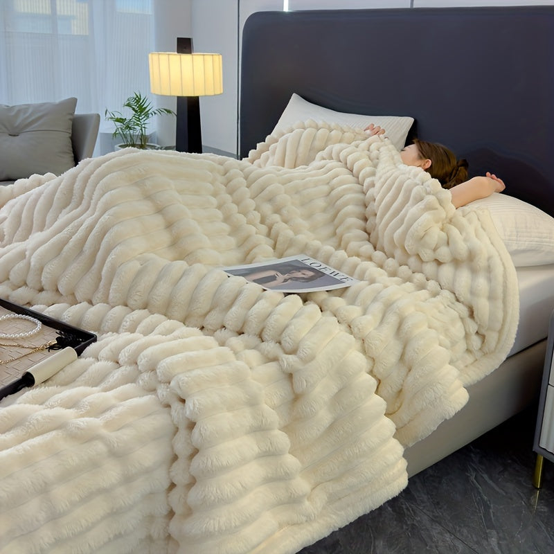 Manta de pelo sintético suave, acogedora y cálida para sofá, cama, sillón