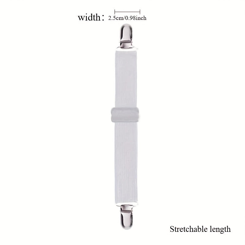 Elastic Bed Sheet Clips Non-Slip Adjustable White Nylon for Mattress Covers Sofa Cushions