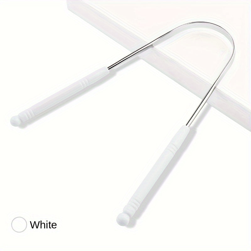 Adult Hypoallergenic Stainless Steel Tongue Scraper Multi-Color Handles Oral Hygiene