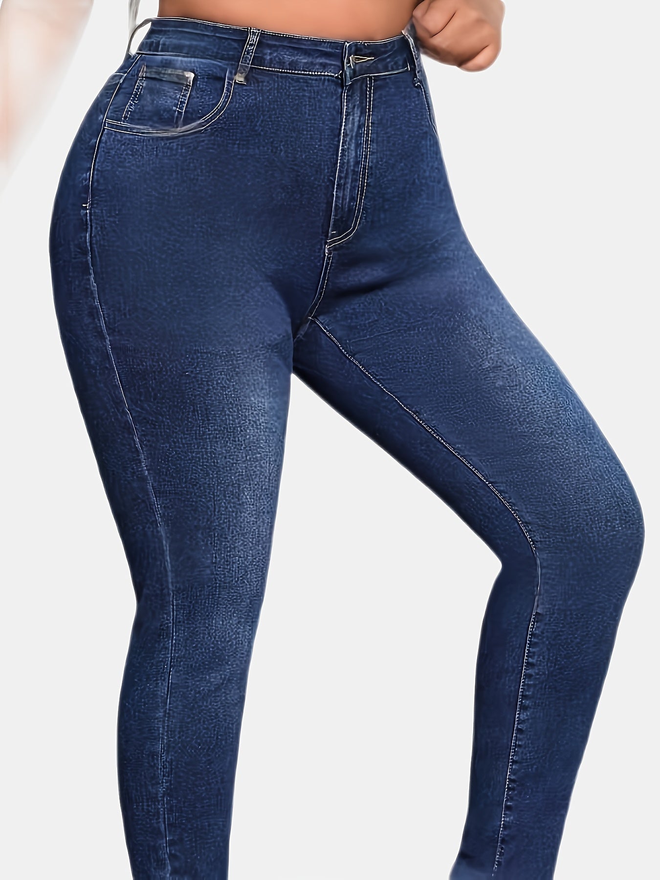 Women's Skinny Jeans Dark Blue High Rise Casual Denim Pants