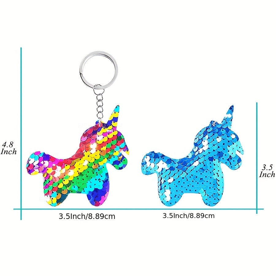 15 ta Unicorn shaklidagi kalit zanjiri to'plami, sumka bezatish va aksessuarlar uchun sekinlar, porloq kalit uzukli pandant