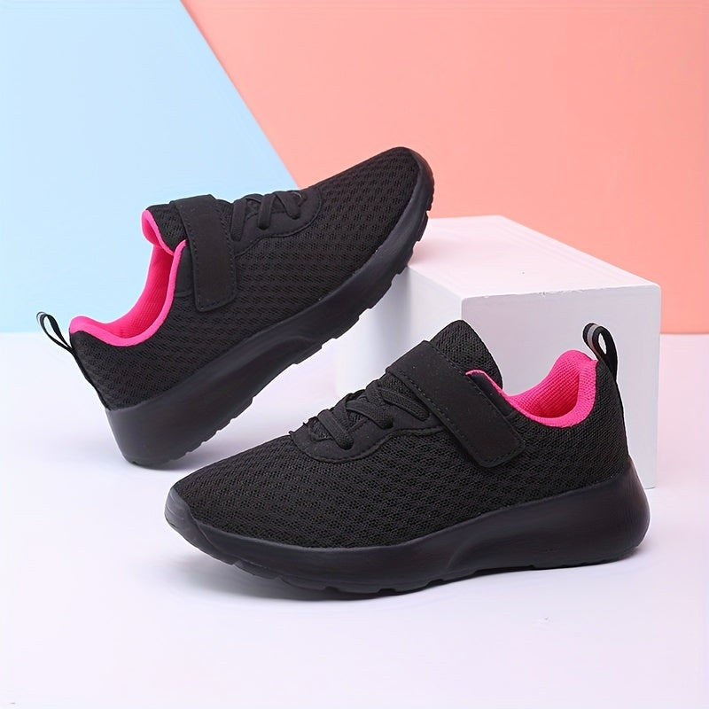 Girls Mesh Running Shoes Casual Athletic Style with Magenta Accent Sizes 28-40