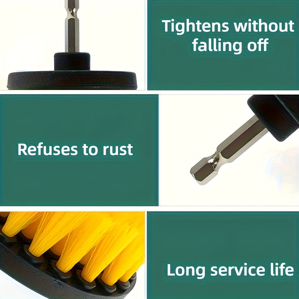 Set of 3 Multi-Surface Cleaning Brushes for Floors Grout Tiles and Car Detailing