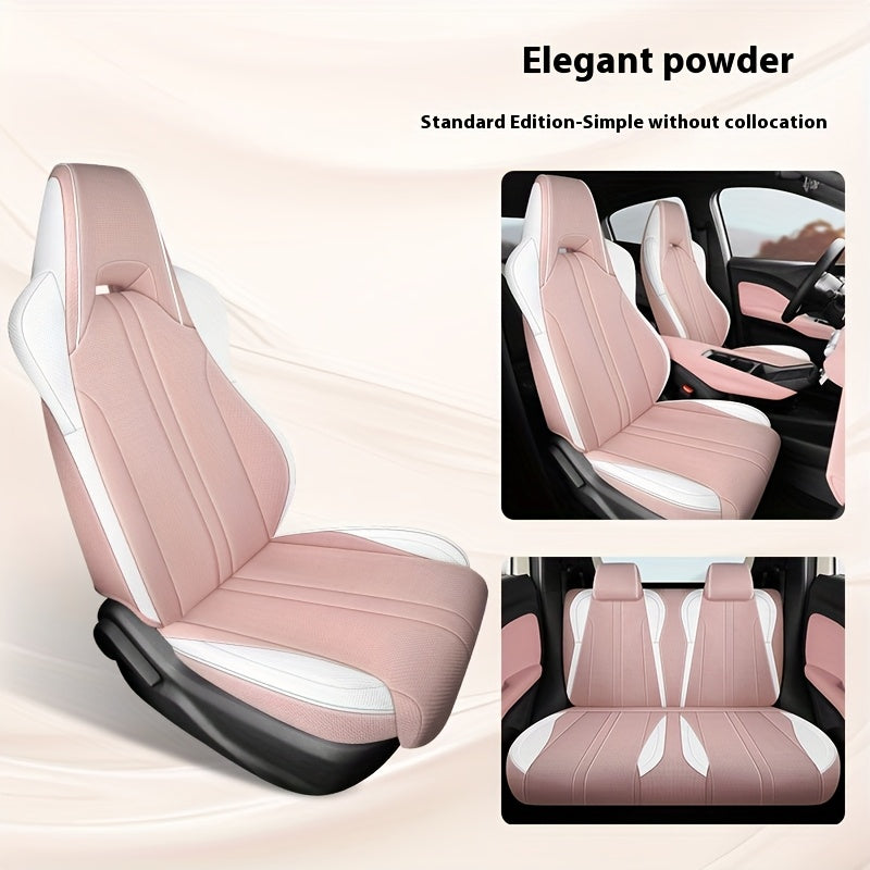 5-Seat Linen Car Seat Cover Breathable Full Coverage for All Seasons