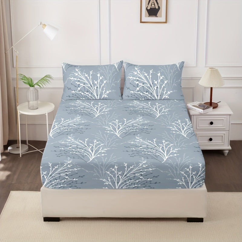 4-Piece Floral Polyester Bedding Set for Twin Queen King Size All-Season with Pillowcases