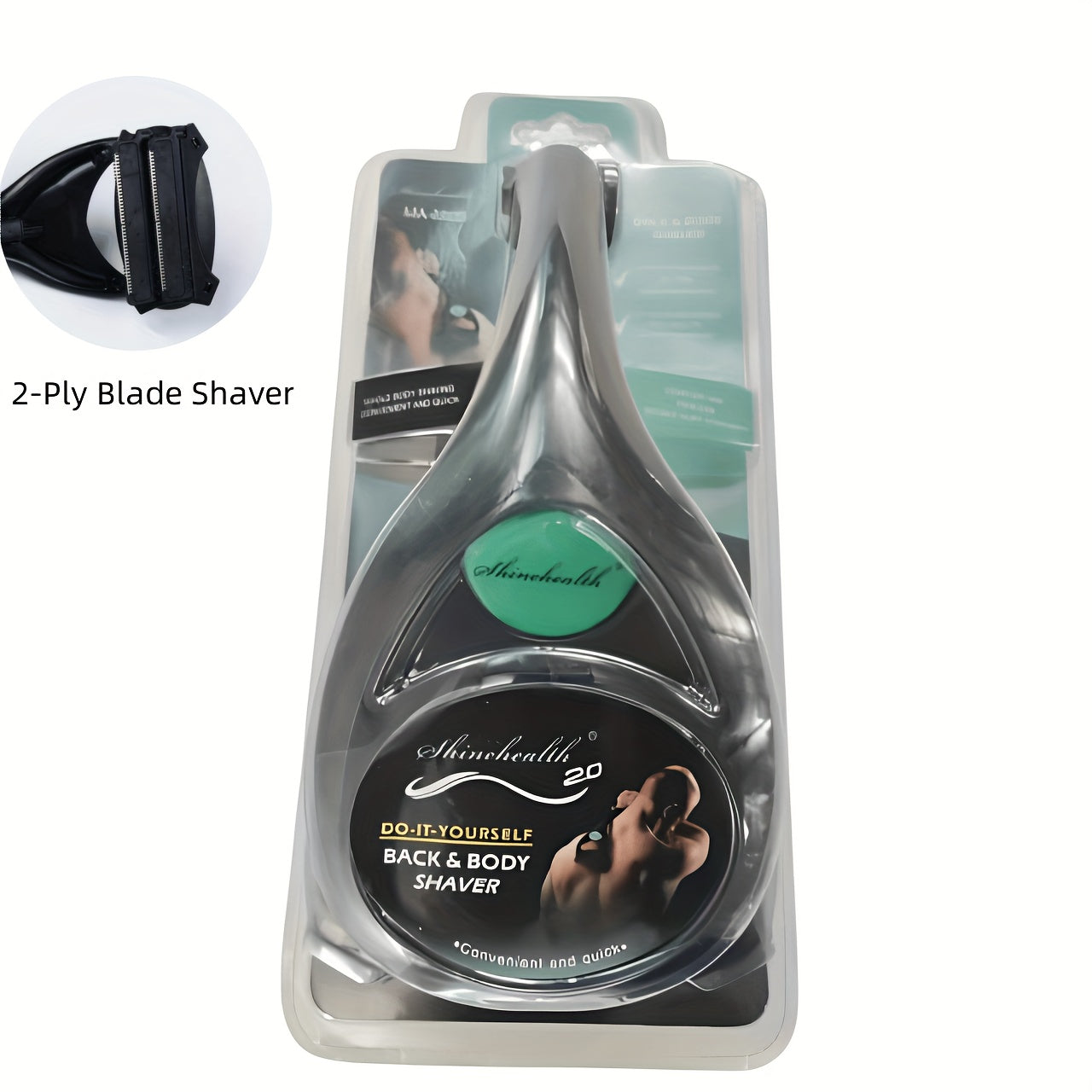 Men Back Shaver Set With Safety Blade Tech Ergonomic Handle Wet Dry Use