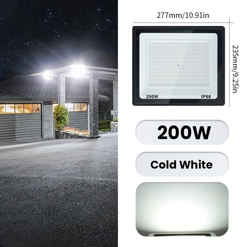 Aluminum LED Floodlight Outdoor Garden Playground Wall Ceiling 10-300W Black