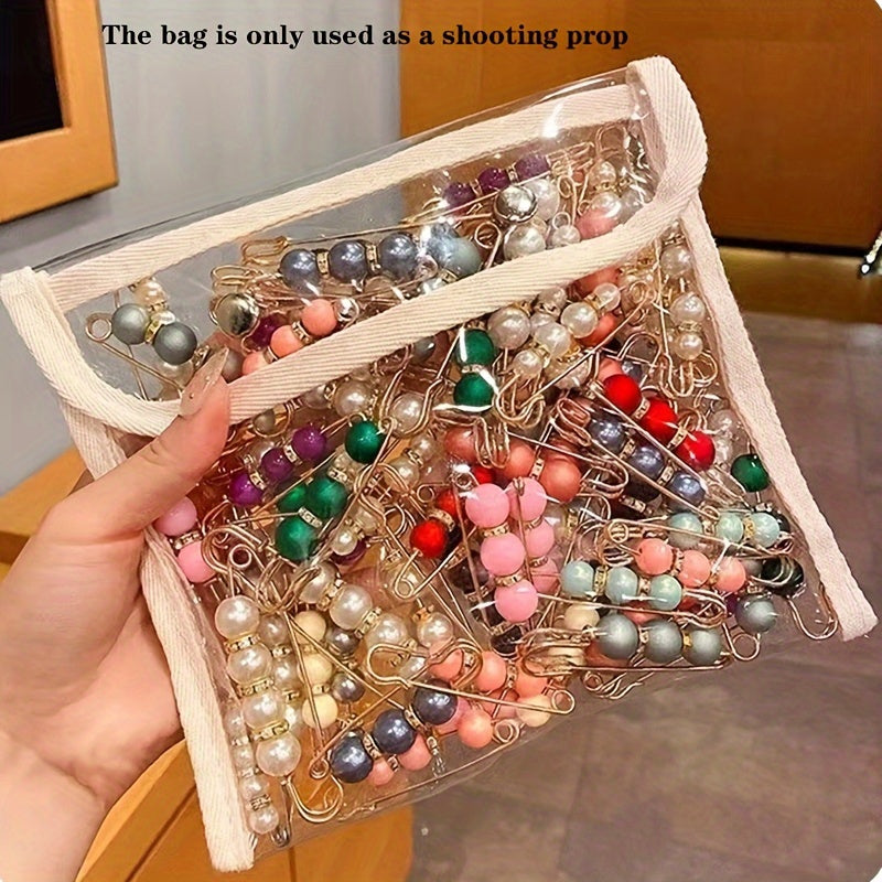 Set of 20 Artificial Pearl Brooches for Women with Sweater Clips, Waist Extenders, Safety Pins, Dress Decorations