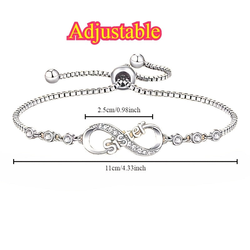 Women’s Adjustable Infinity Symbol Bracelet Alloy Minimalist Zirconia Jewelry