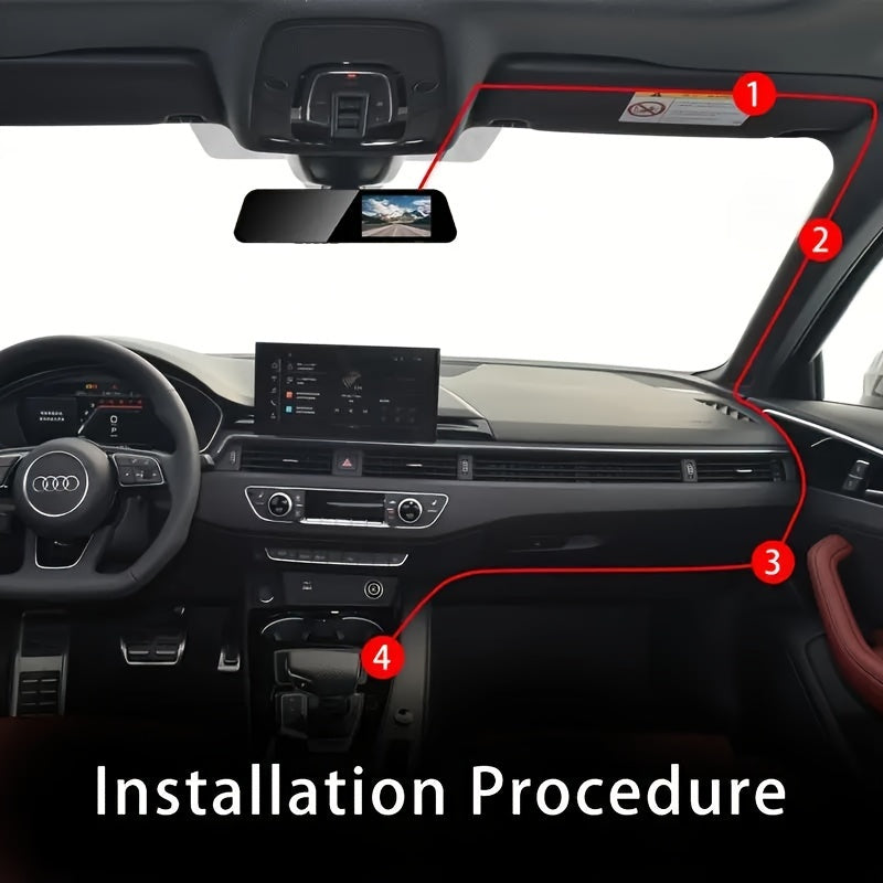 Двойная видеокамера Dash Cam 1080p HD передняя и задняя, дисплей 5 дюймов, присоска, питание 12 В