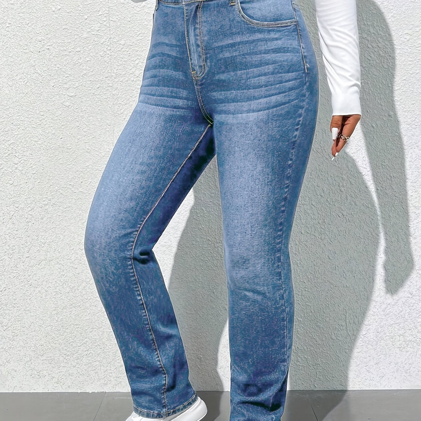 Women's Stretch Straight Leg Jeans Casual Denim Pants