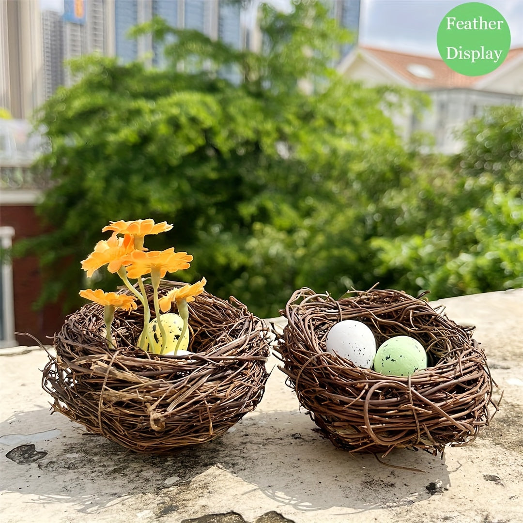 2pcs Handmade Rattan Bird Nests for Garden Decor Suitable for Bird Species