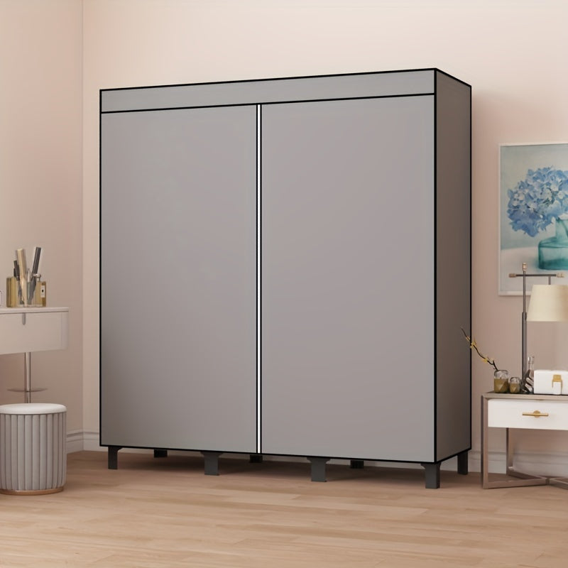 Чёрный тканевый шкаф с металлическим каркасом, многоуровневое хранение для общежитий и домов