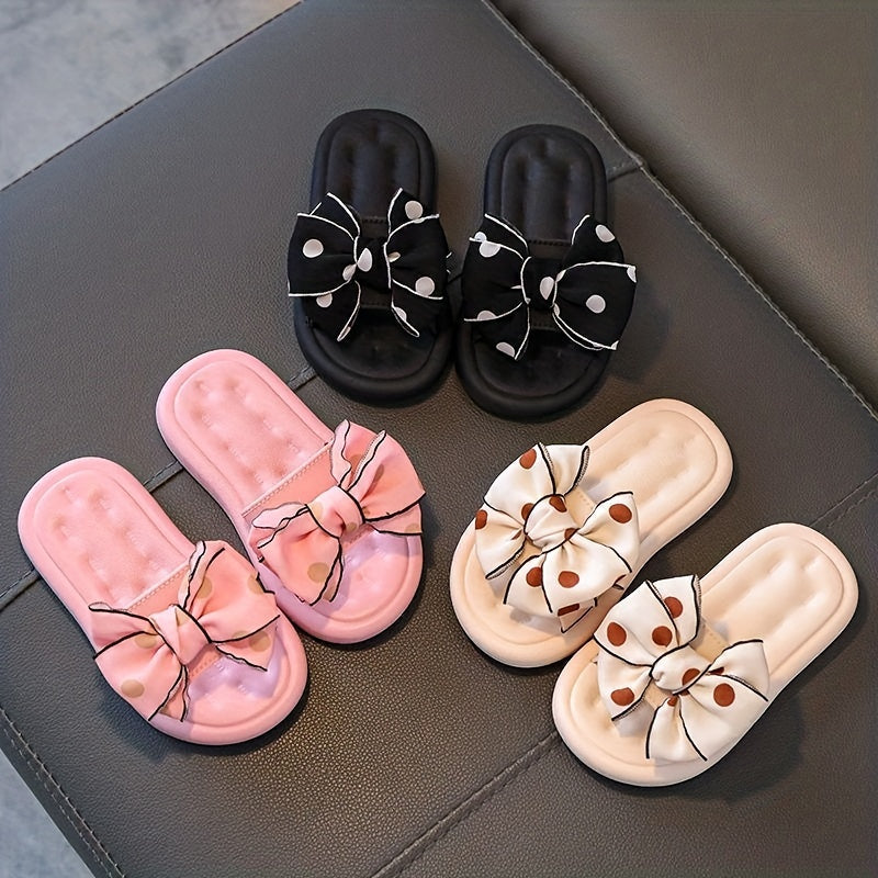 Girls Bowknot Slippers Non-Slip Lightweight PVC Indoor Outdoor Pool Beach All Seasons