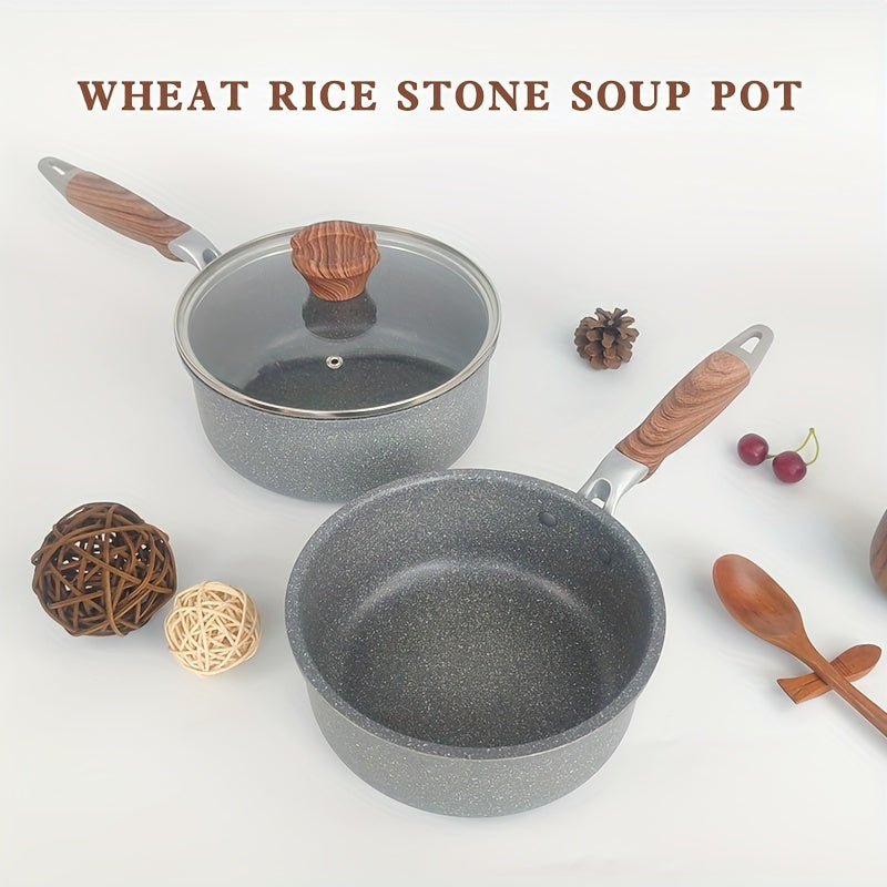 Aluminum Soup and Milk Pot with Glass Lid Non-Stick Easy to Clean for Omelets Soups Noodles