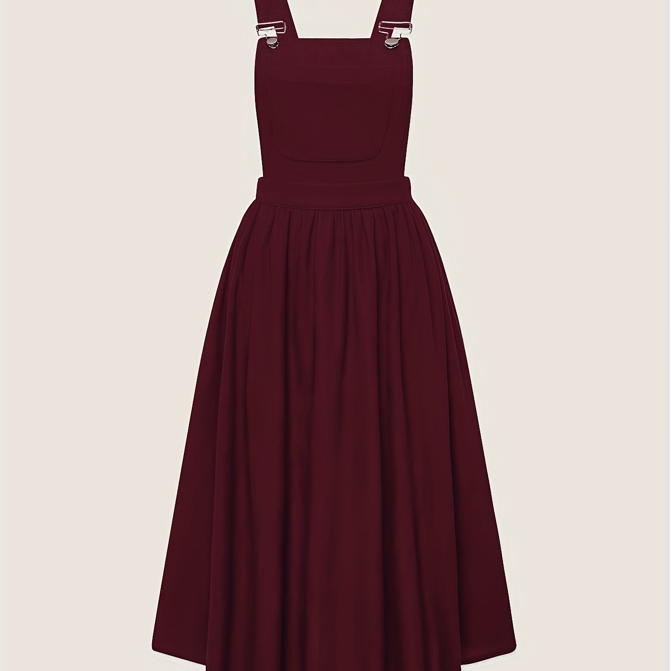 Women's Wide Strap Pinafore Dress with Patched Pocket and Backless Design for Summer