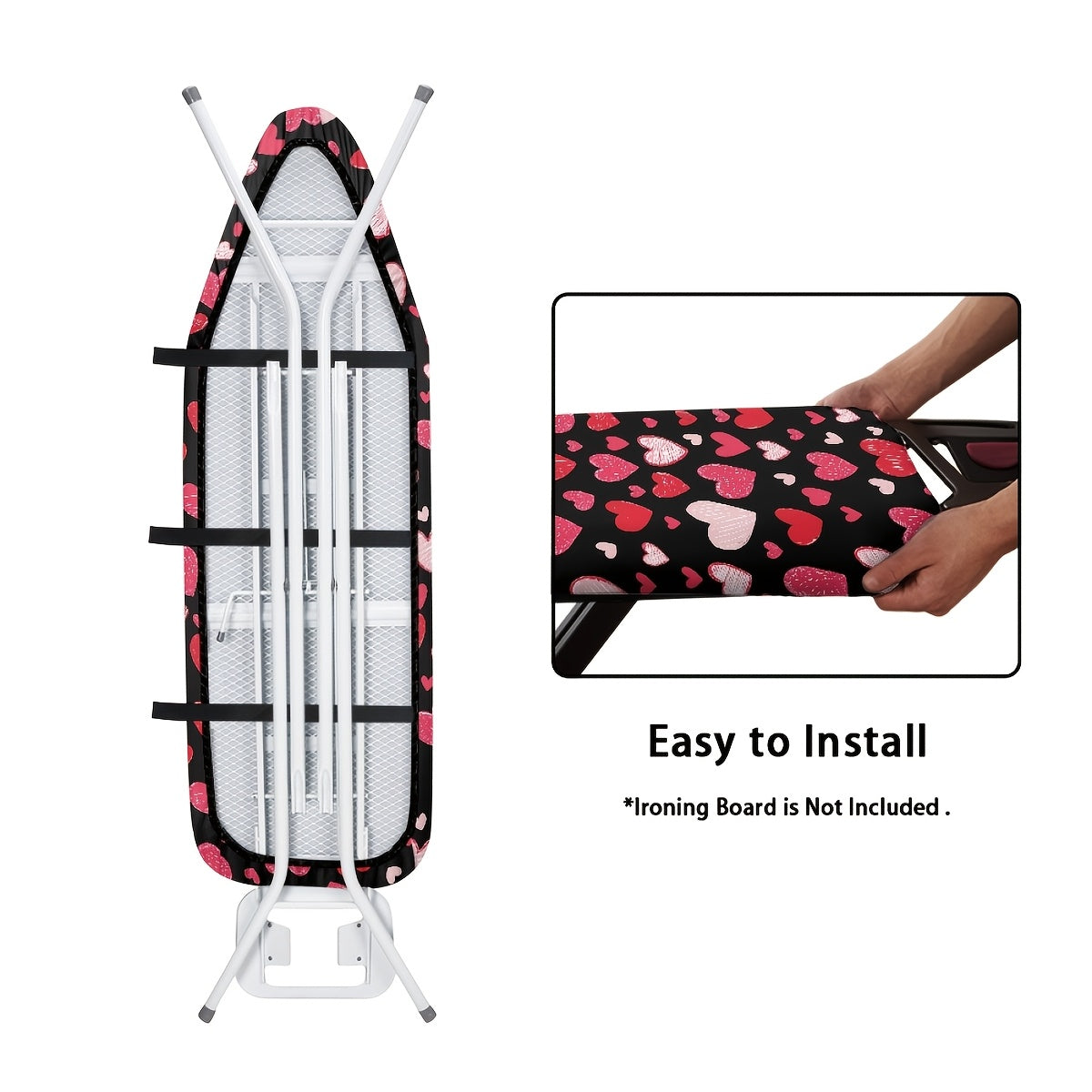 Cubierta de tabla de planchar con corazón, mariposa y conejito para el Día de San Valentín, tela PET duradera