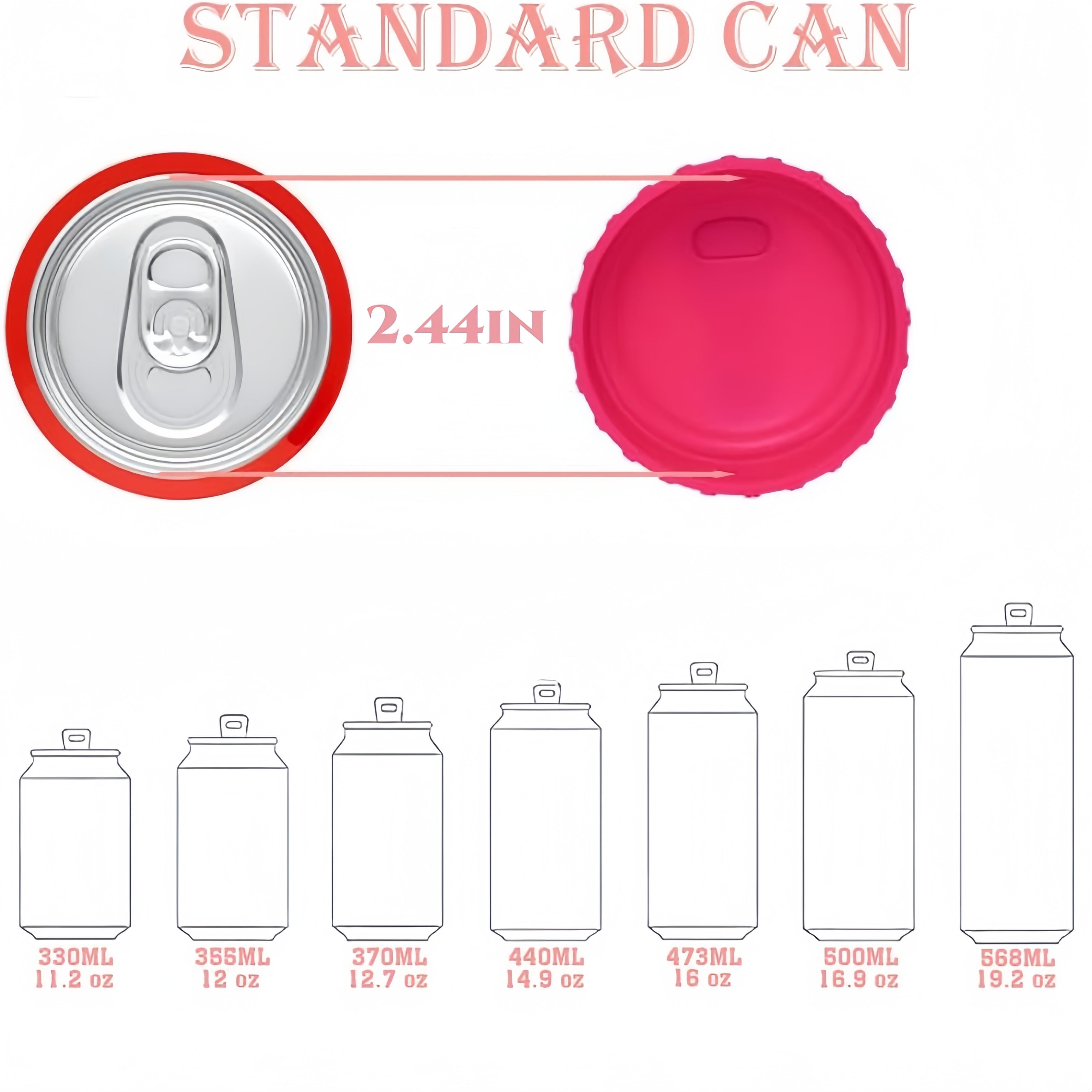 Set of 6 Silicone Can Lids Reusable BPA-Free Covers for Soft Drinks and Juice