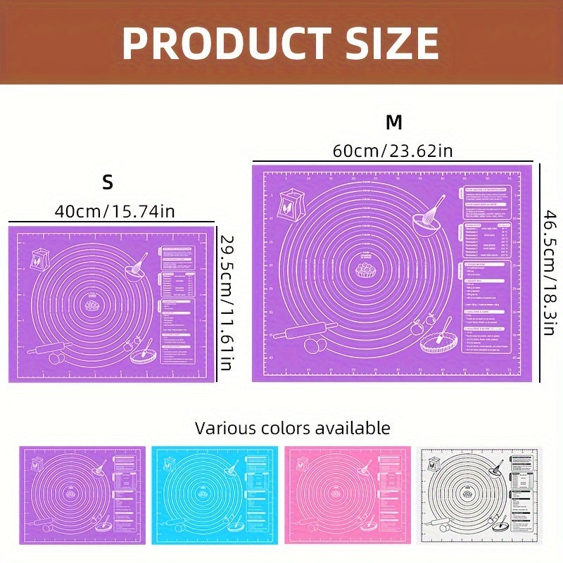 Non-Stick Silicone Pastry Mat with Measurements for Baking and Rolling Dough