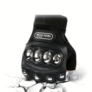 Men Black Steel Motorcycle Gloves Outdoor Power Sports Protective Gear