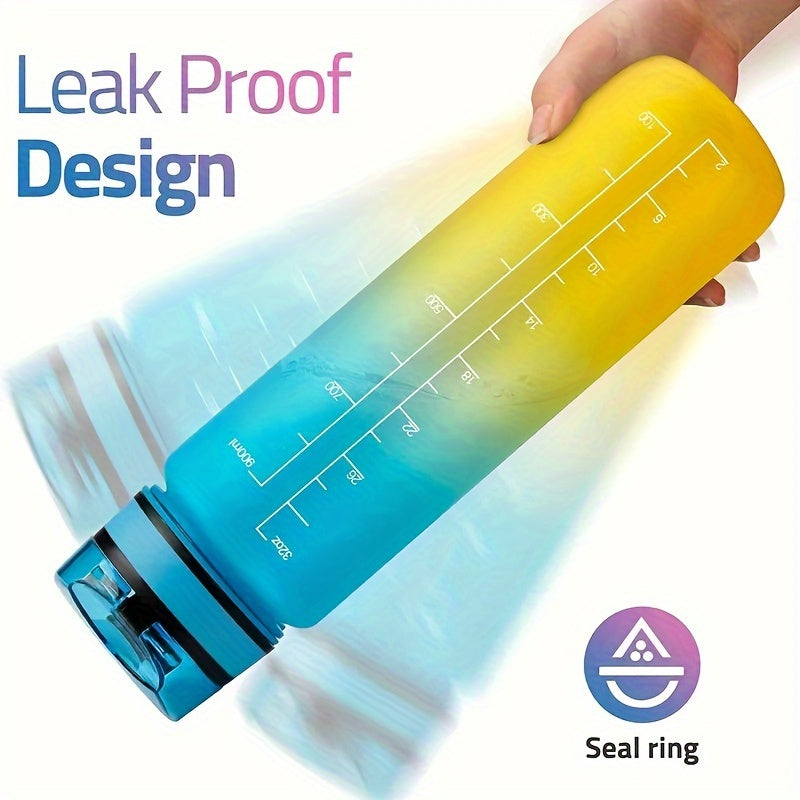 Vaqt o'lchovi va gradient rang bilan 32oz BPA-Free sport suyuqlik shishasi
