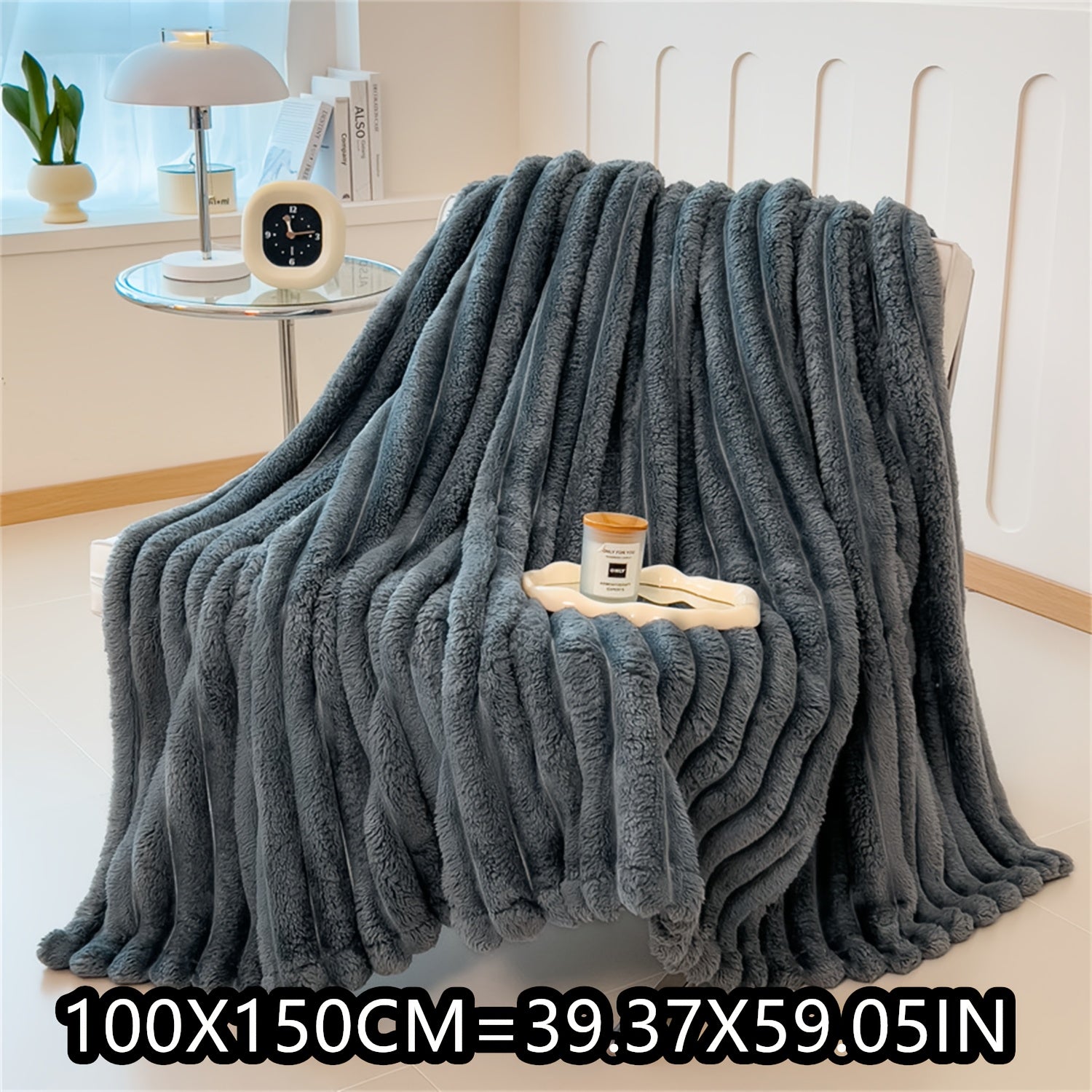 Soft Plush Faux Rabbit Blanket Cozy Warm Stylish for Home and Travel