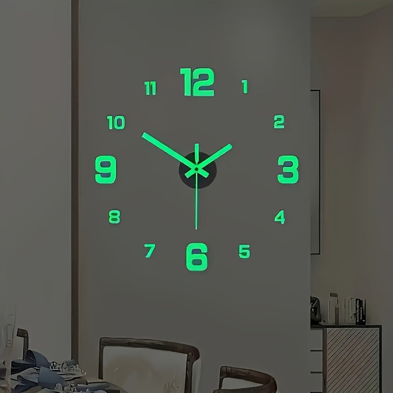 Large LED Digital Wall Clock Silent Battery Powered Glow-in-the-Dark Large Display Office Bedroom Kitchen