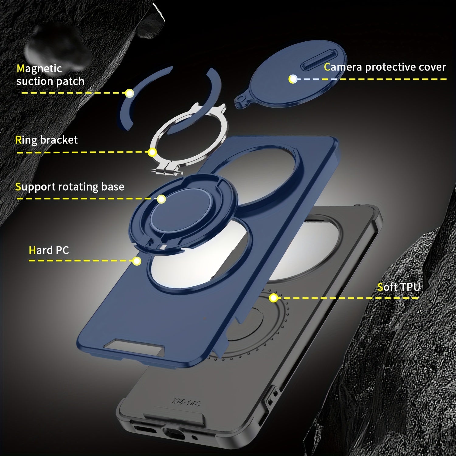 Sliding Camera Protective Phone Case for Redmi Xiaomi Poco with Shockproof Bracket and Stand