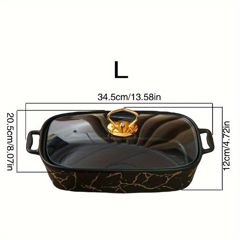 1 шт. Керамическая кастрюля с крышками из стекла - Элегантные и универсальные формы для выпечки и подачи для хлеба, индейки, сыра, пиццы - Идеально подходит для выездных свадеб, вечеринок, подарков и Рождества