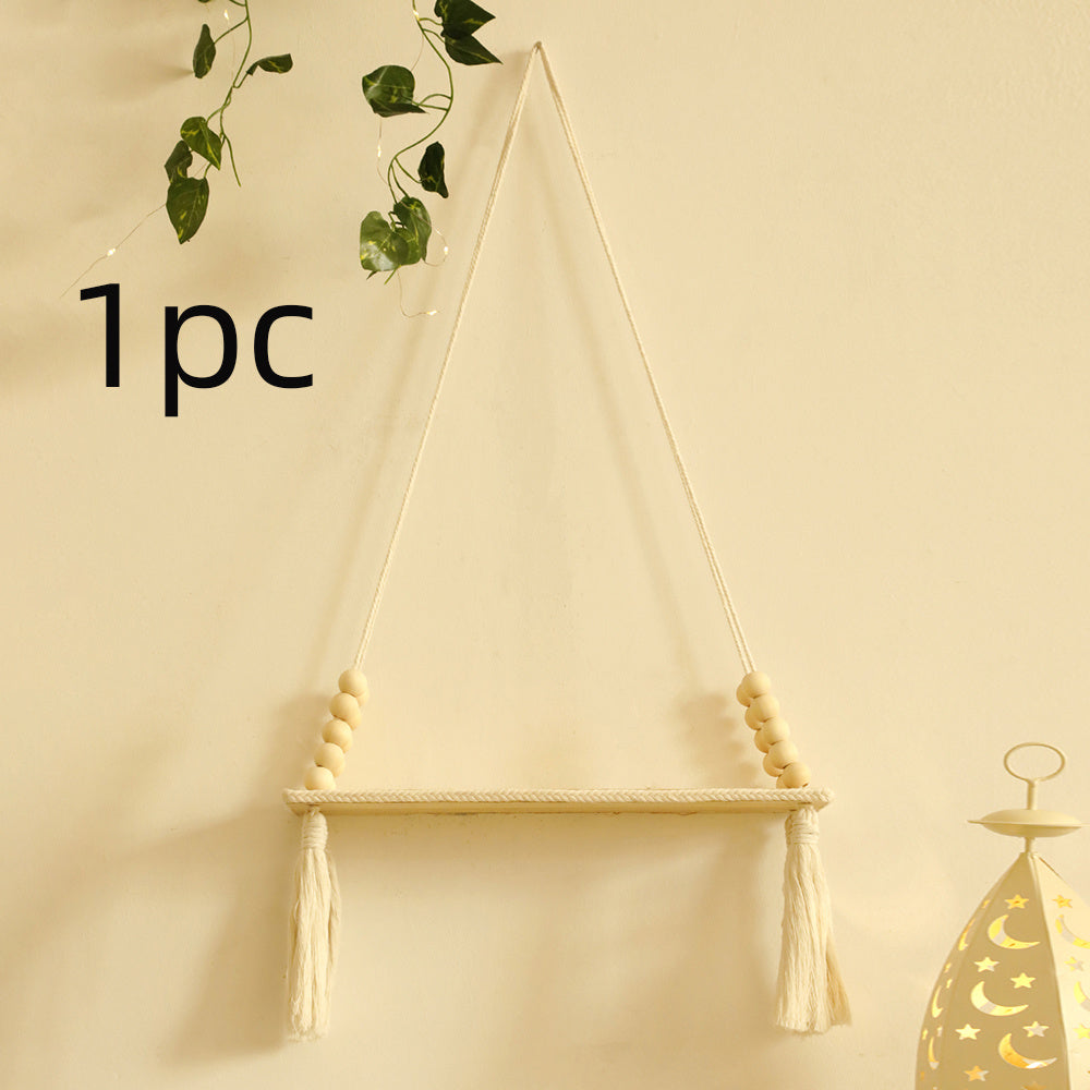 Boho Macrame Wall Hanging Shelf Set Rustic Farmhouse Floating Shelves for Bedroom Living Room