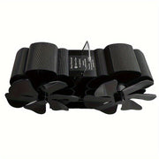 Dual-Head 12-Blade Wood Stove Fan Non-Electric Heat-Powered with Thermometer
