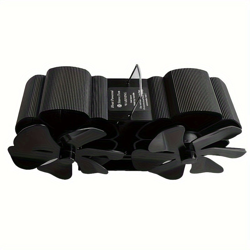 Dual-Head 12-Blade Wood Stove Fan Non-Electric Heat-Powered with Thermometer