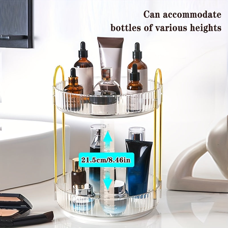 Spacious Rotating Makeup Organizer with Adjustable Carousel for Cosmetics