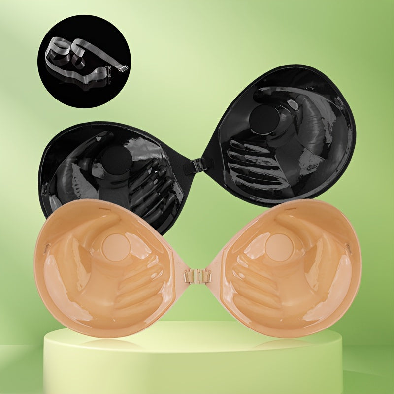Adhesive Bra Pads for Small Busts Seamless Wireless Push-Up Clear Silicone Non-Woven Fabric