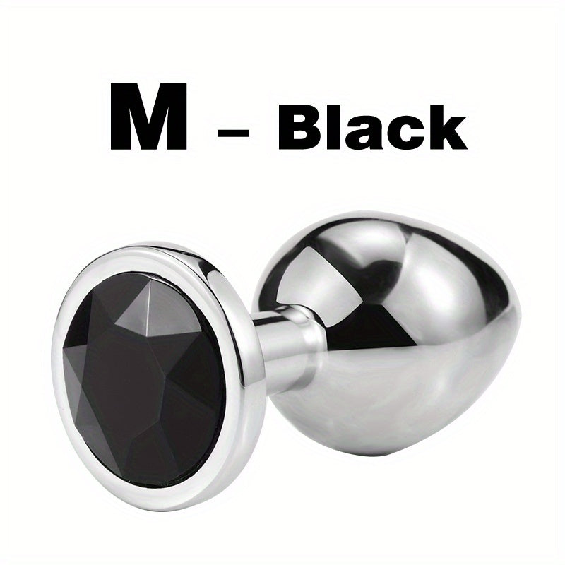 Adult Metal Anal Plug Butt Plug with Gem Base, Couples Sex Toy