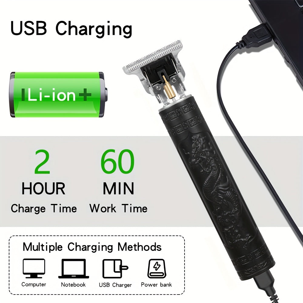 Cortapelos eléctrico para hombres, recargable por USB, recortadora en T, pantalla LED, batería de 2600mAh