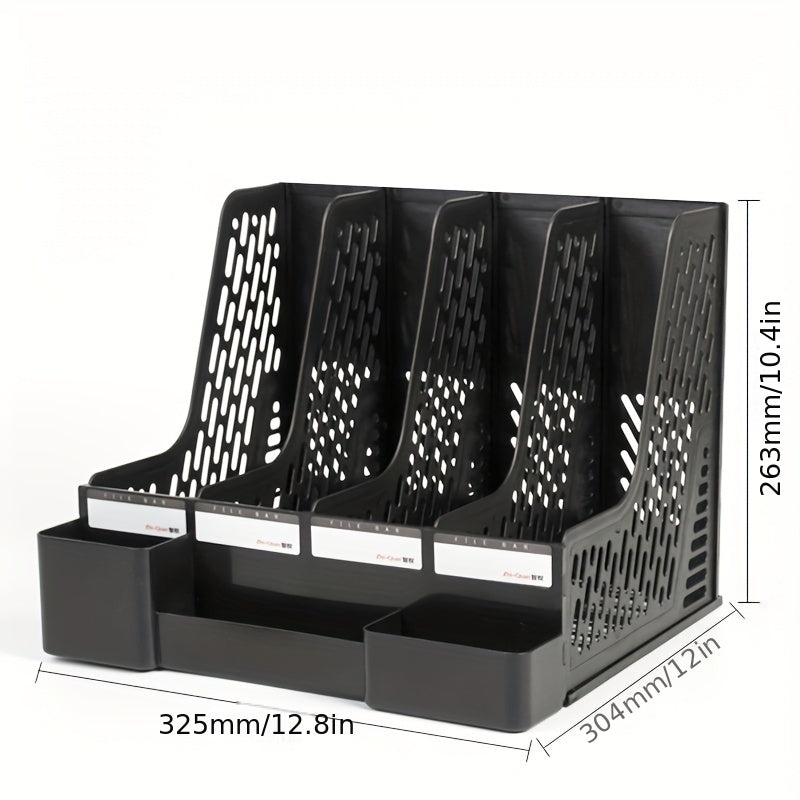 Desktop File Organizer with Pen Holder, PP Material, Office Supplies Storage