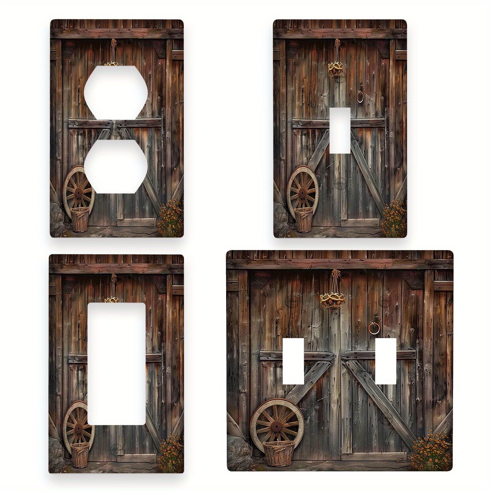 Rustic Barn Door Style Light Switch Cover and Outlet Plate for Kitchen and Bedroom 1-Gang or 2-Gang